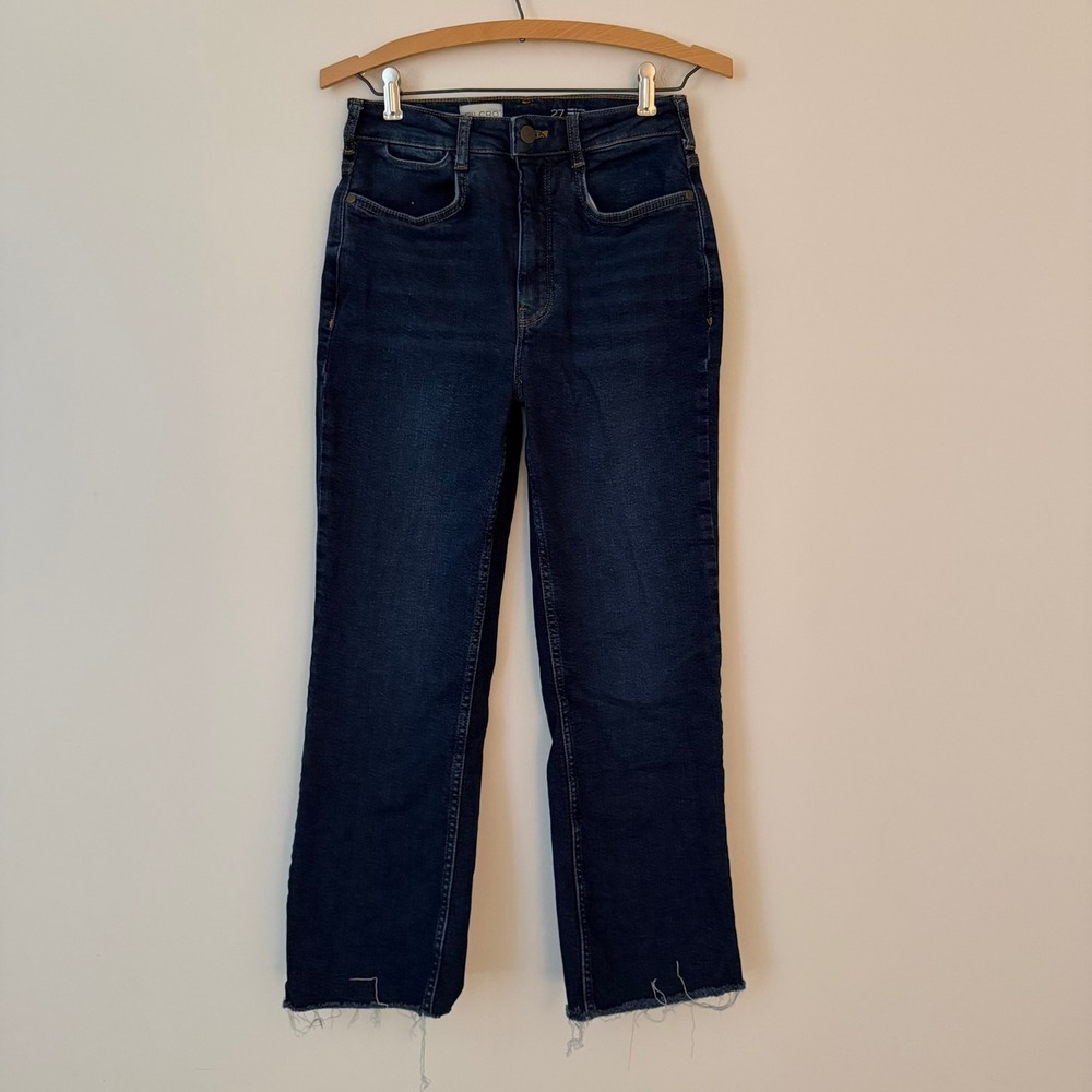 Anthropologie Pilcro Straight Leg Jeans Dark Blue Wash Size 27